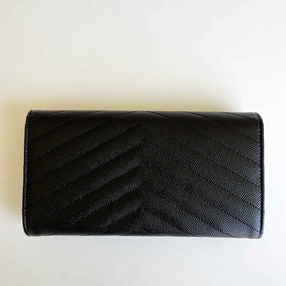 YSL Saint Laurent Large Grain de Poudre Large Leather Flap Wallet - Picture 3 of 9
